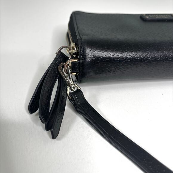 Kate Spade Black Leather Double Zip Wallet Wristlet - Picture 6 of 9